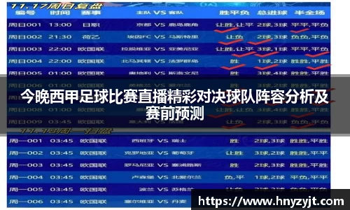 今晚西甲足球比赛直播精彩对决球队阵容分析及赛前预测