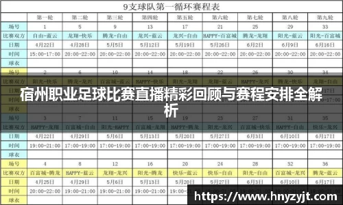 宿州职业足球比赛直播精彩回顾与赛程安排全解析