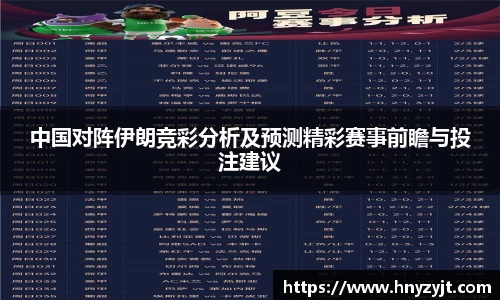中国对阵伊朗竞彩分析及预测精彩赛事前瞻与投注建议